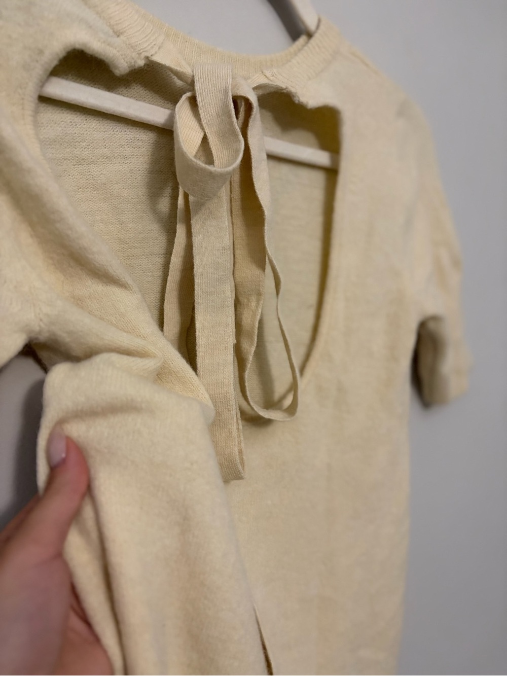 Cream Short-Sleeve Knit Maxi Dress - Picture 7 of 7